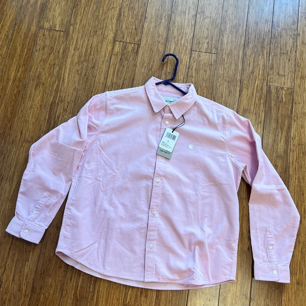 Carhartt WIP Madison Fine Chord Shirt Womens Pale Quartz Pink Large